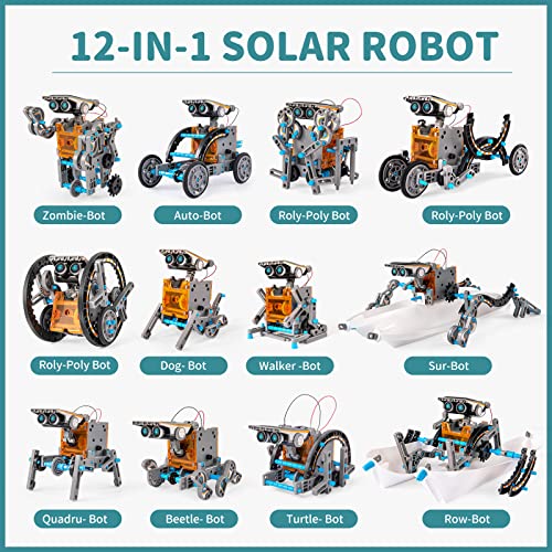 STEM 12-in-1 Solar Robot Toys for 8-12 Years Old Kids Educational DIY Solar  Powered Building Toys Experiment Set Engineering Science Toy for Boys and  Girls 